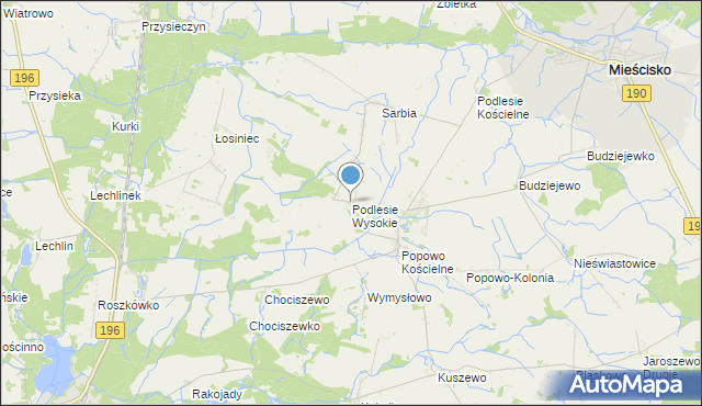 mapa Podlesie Wysokie, Podlesie Wysokie na mapie Targeo